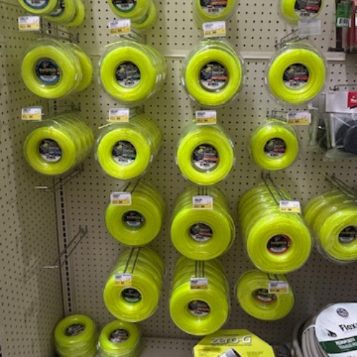 Weed trimmer string inside of B&B Farm Supply.