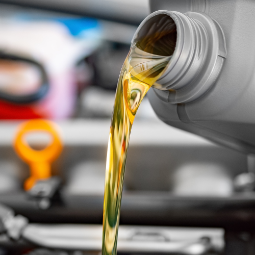 Oil being poured out of a container