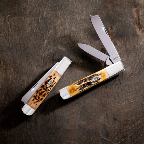 Case Knives Peach Seed Jig Amber Bone Razor