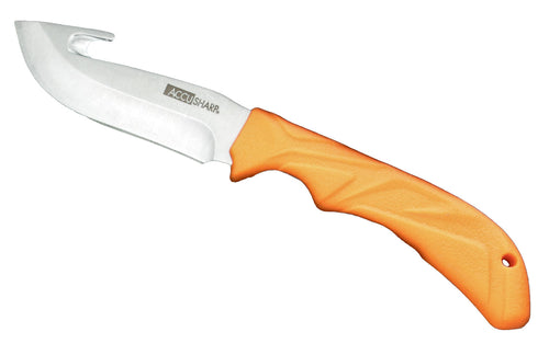Accusharp 729C Gut Hook  3.75 Gut Hook Plain Stainless Steel/Orange Rubber Handle Fixed