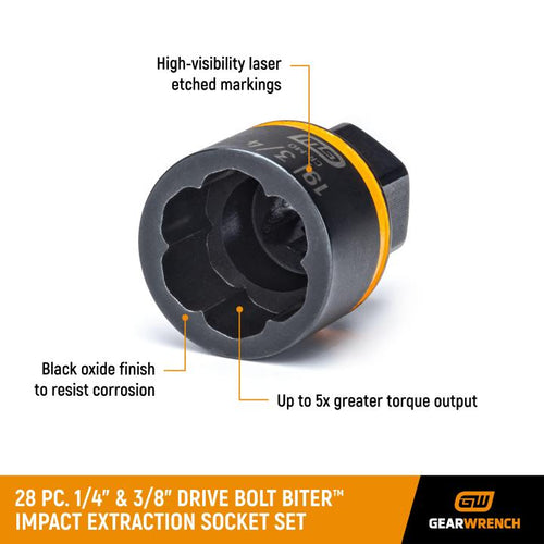 GearWrench Drive Bolt Biter™ Impact Extraction Socket Set