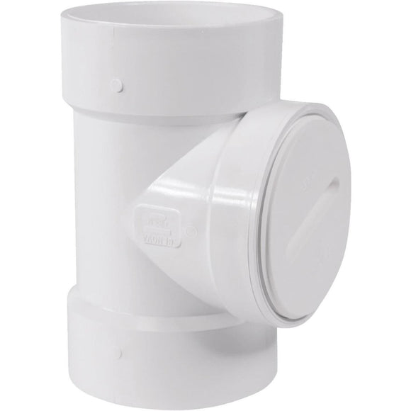 Charlotte Pipe 4 In. Test PVC Tee with Toe Saver Plug
